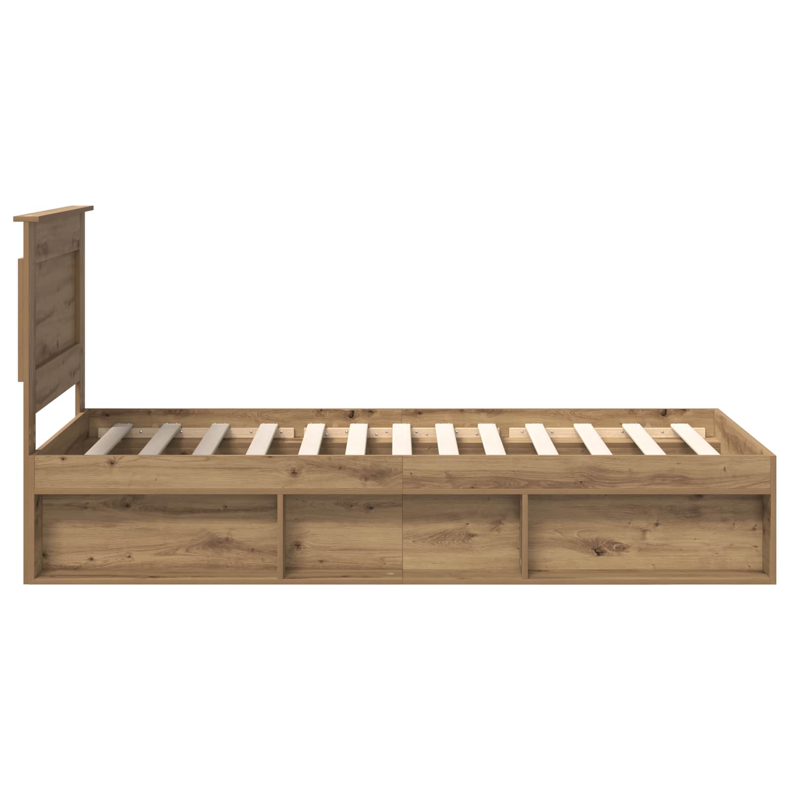vidaXL Ramka łóżka Dąb rzemieślniczy 75 x 190 cm Lite drewno sosnowe
