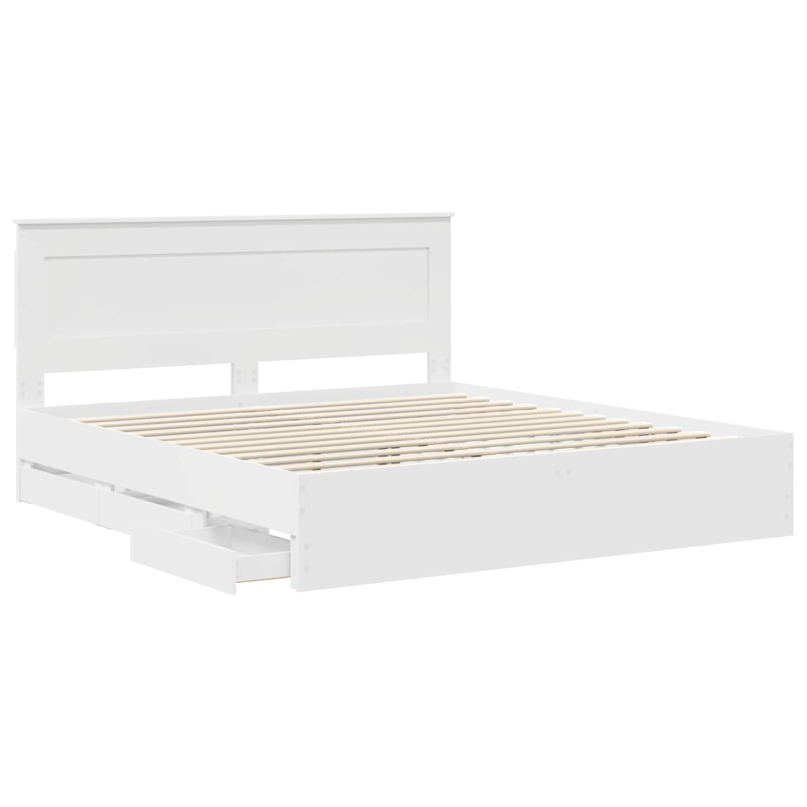 vidaXL Ramka łóżka z szufladą Biały 200 x 200 cm Drewno inżynieryjne