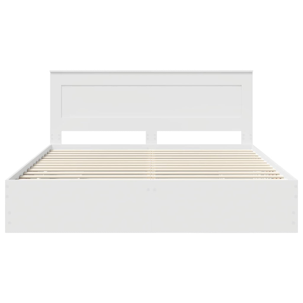 vidaXL Ramka łóżka z szufladą Biały 200 x 200 cm Drewno inżynieryjne