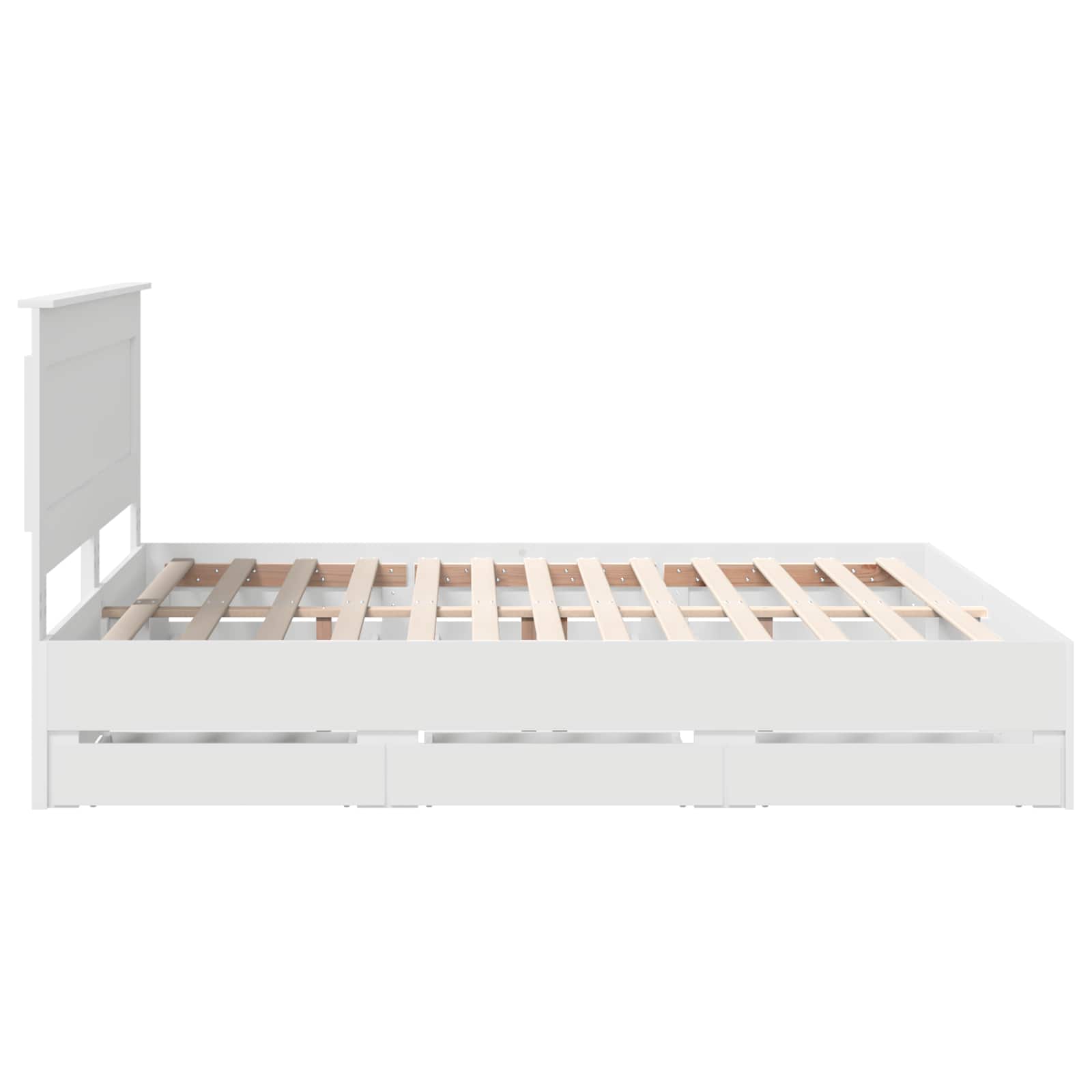 vidaXL Ramka łóżka z szufladą Biały 200 x 200 cm Drewno inżynieryjne
