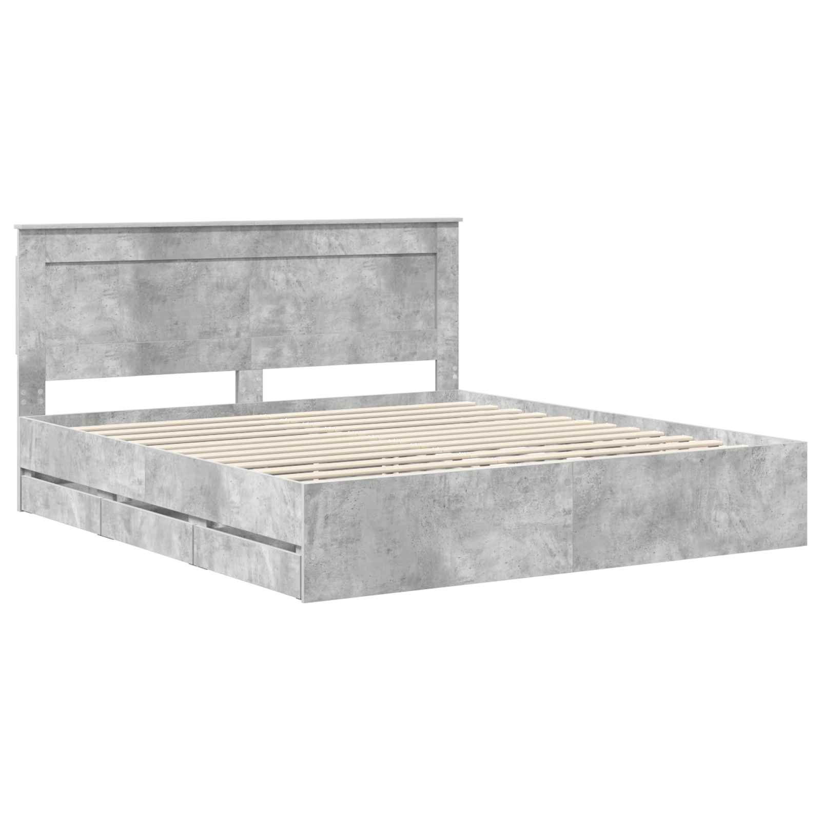 vidaXL Ramka łóżka Betonowy szary 200 x 200 cm Drewno inżynieryjne
