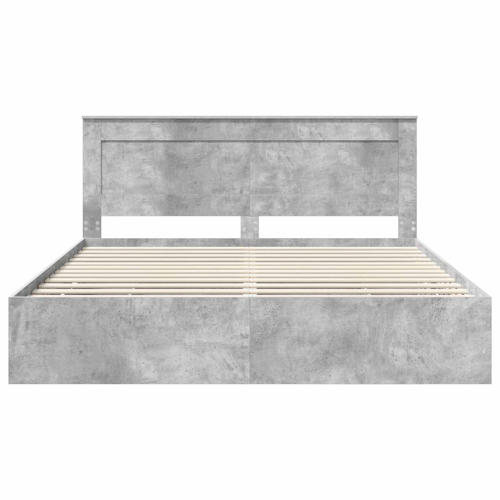 vidaXL Ramka łóżka Betonowy szary 200 x 200 cm Drewno inżynieryjne