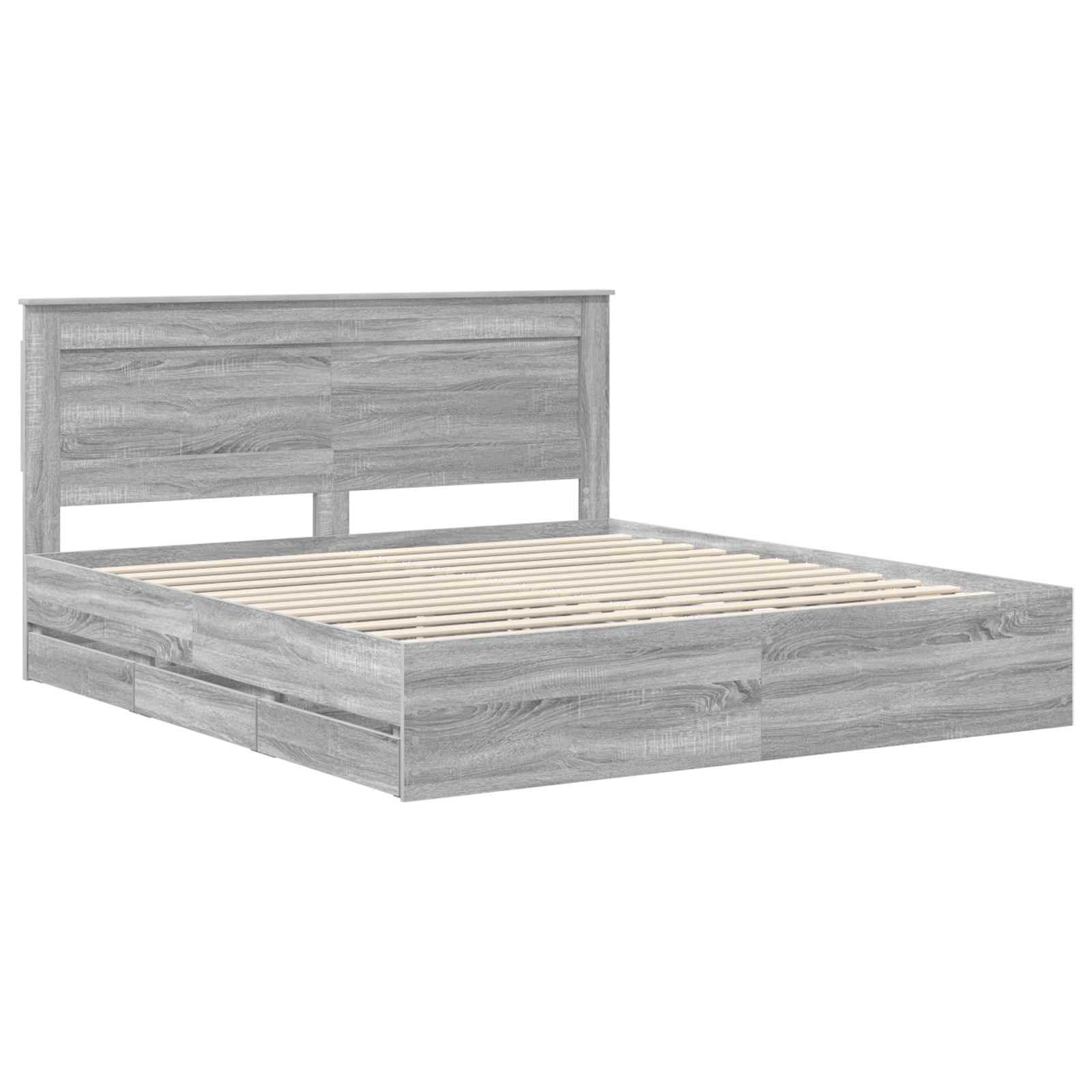 vidaXL Ramka łóżka Szary Sonoma 200 x 200 cm Drewno inżynieryjne