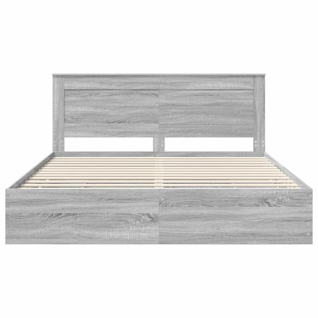 vidaXL Ramka łóżka Szary Sonoma 200 x 200 cm Drewno inżynieryjne