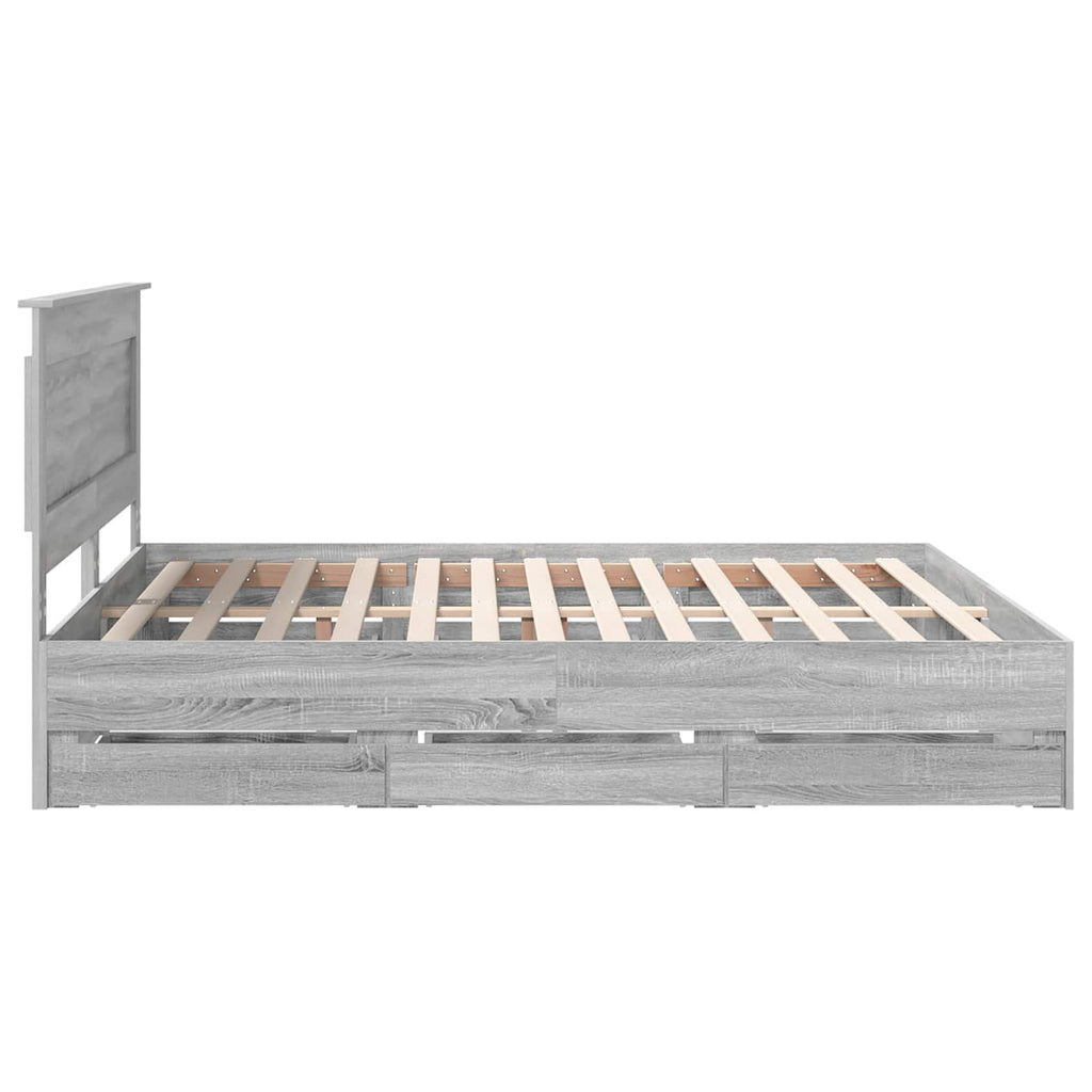 vidaXL Ramka łóżka Szary Sonoma 200 x 200 cm Drewno inżynieryjne