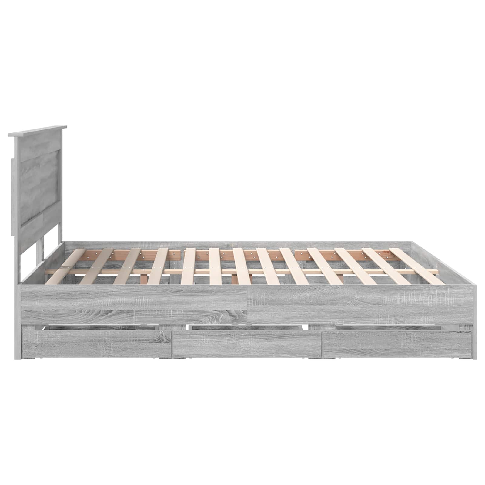 vidaXL Ramka łóżka Szary Sonoma 200 x 200 cm Drewno inżynieryjne