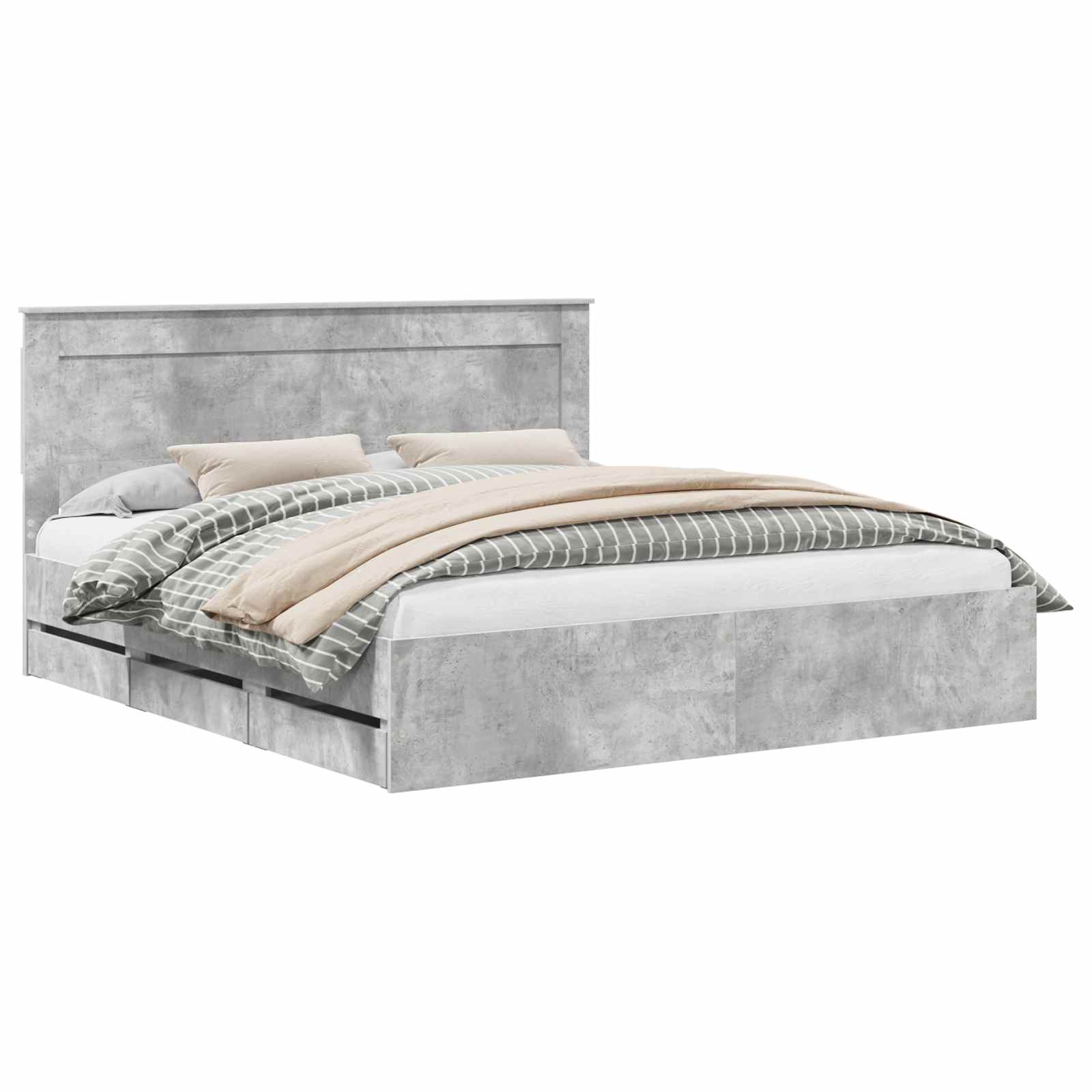 vidaXL Ramka łóżka Betonowy szary 180 x 200 cm Drewno inżynieryjne