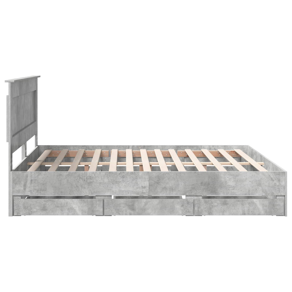 vidaXL Ramka łóżka Betonowy szary 180 x 200 cm Drewno inżynieryjne
