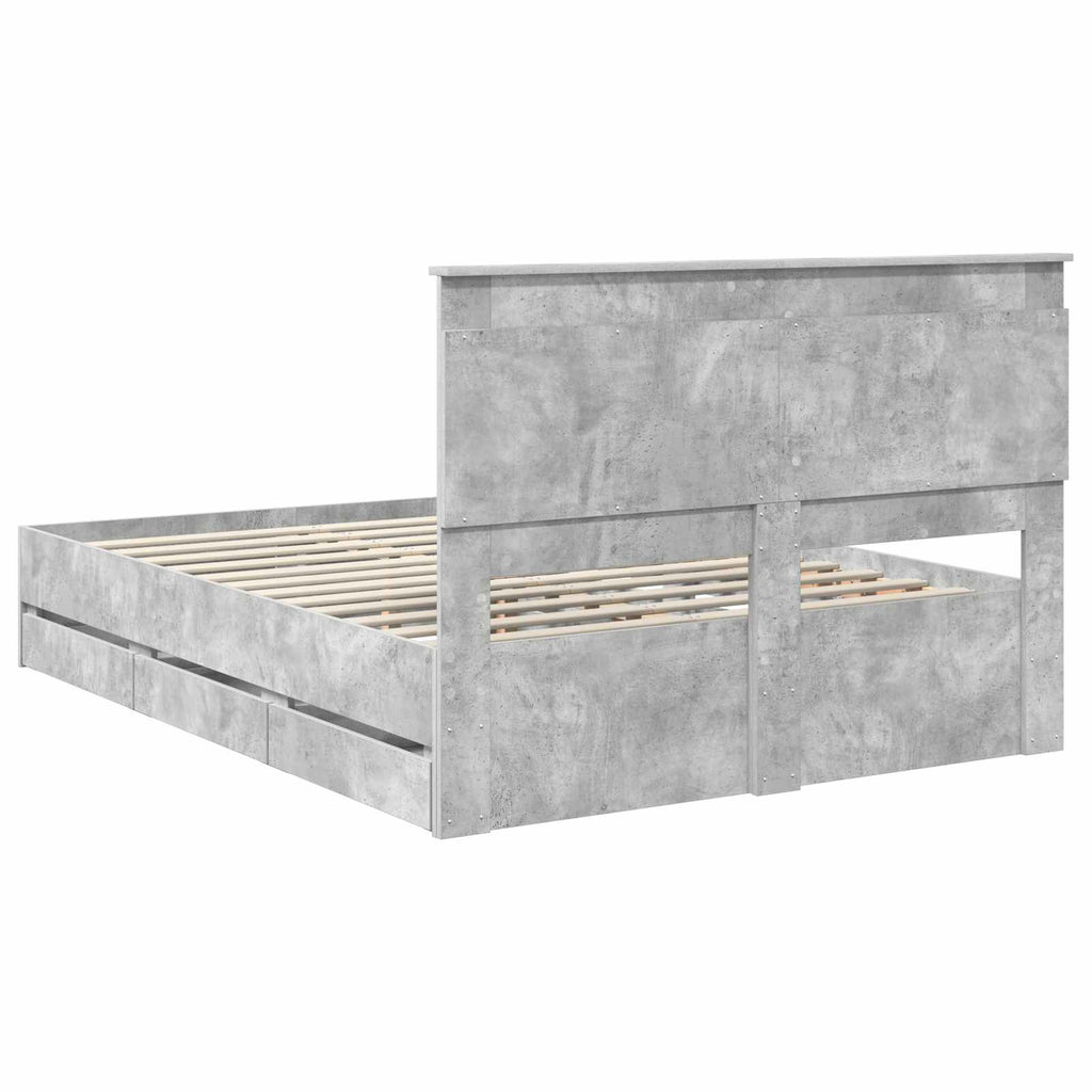 vidaXL Ramka łóżka Betonowy szary 160 x 200 cm Drewno inżynieryjne