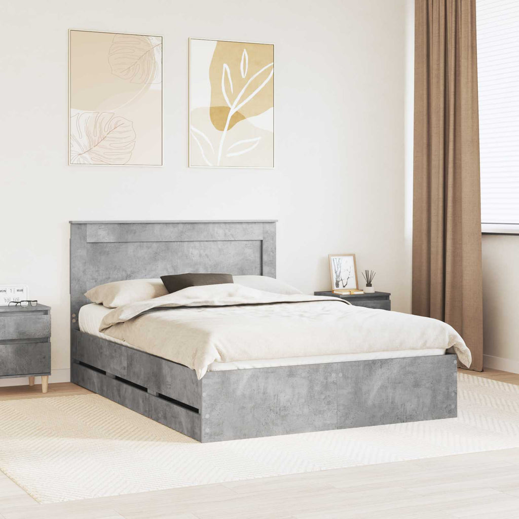 vidaXL Ramka łóżka Betonowy szary 150 x 200 cm Drewno inżynieryjne