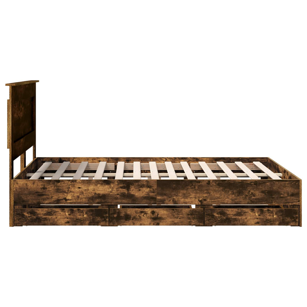 vidaXL Ramka łóżka Dąb wędzony 150 x 200 cm Drewno inżynieryjne