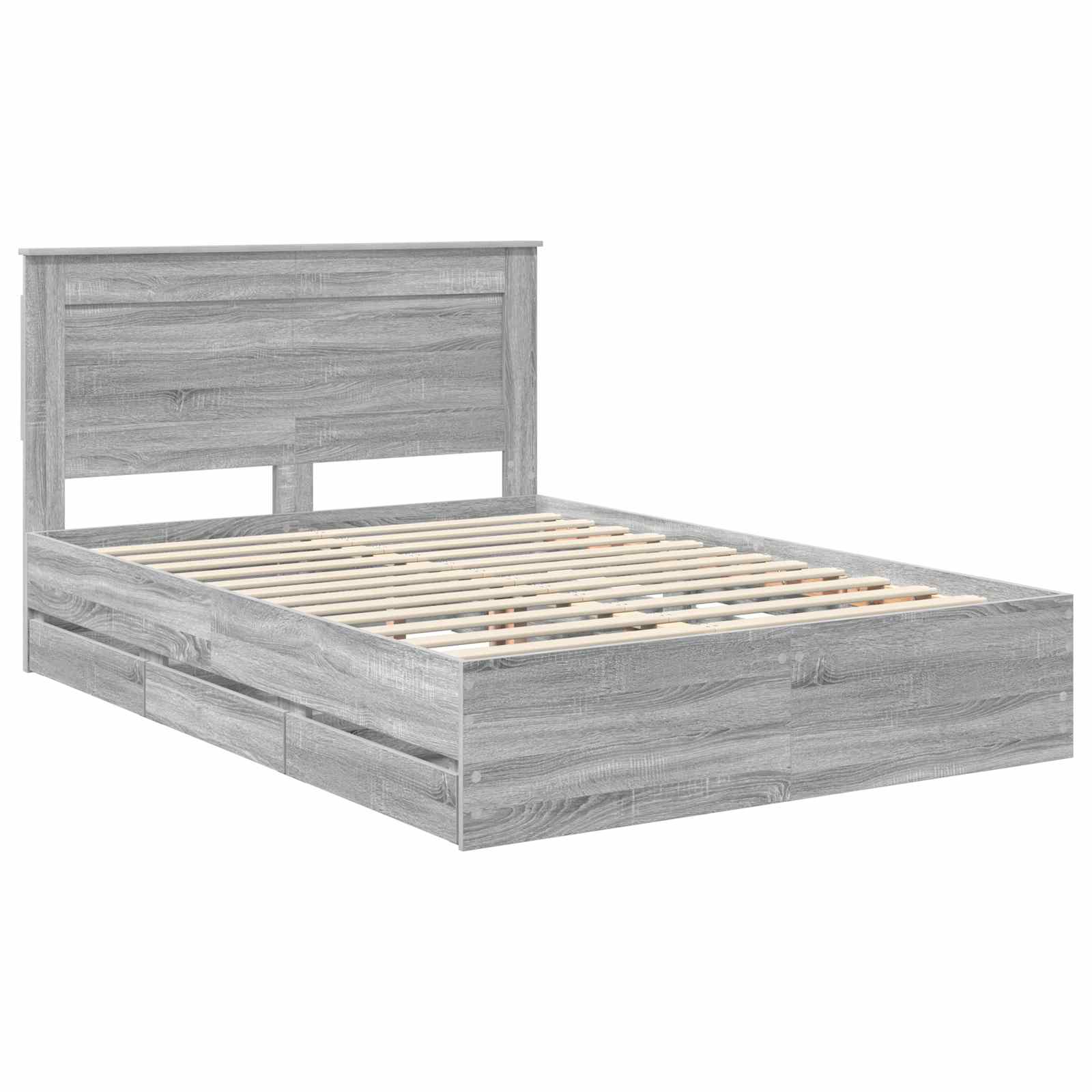 vidaXL Ramka łóżka Szary Sonoma 140 x 190 cm Drewno inżynieryjne