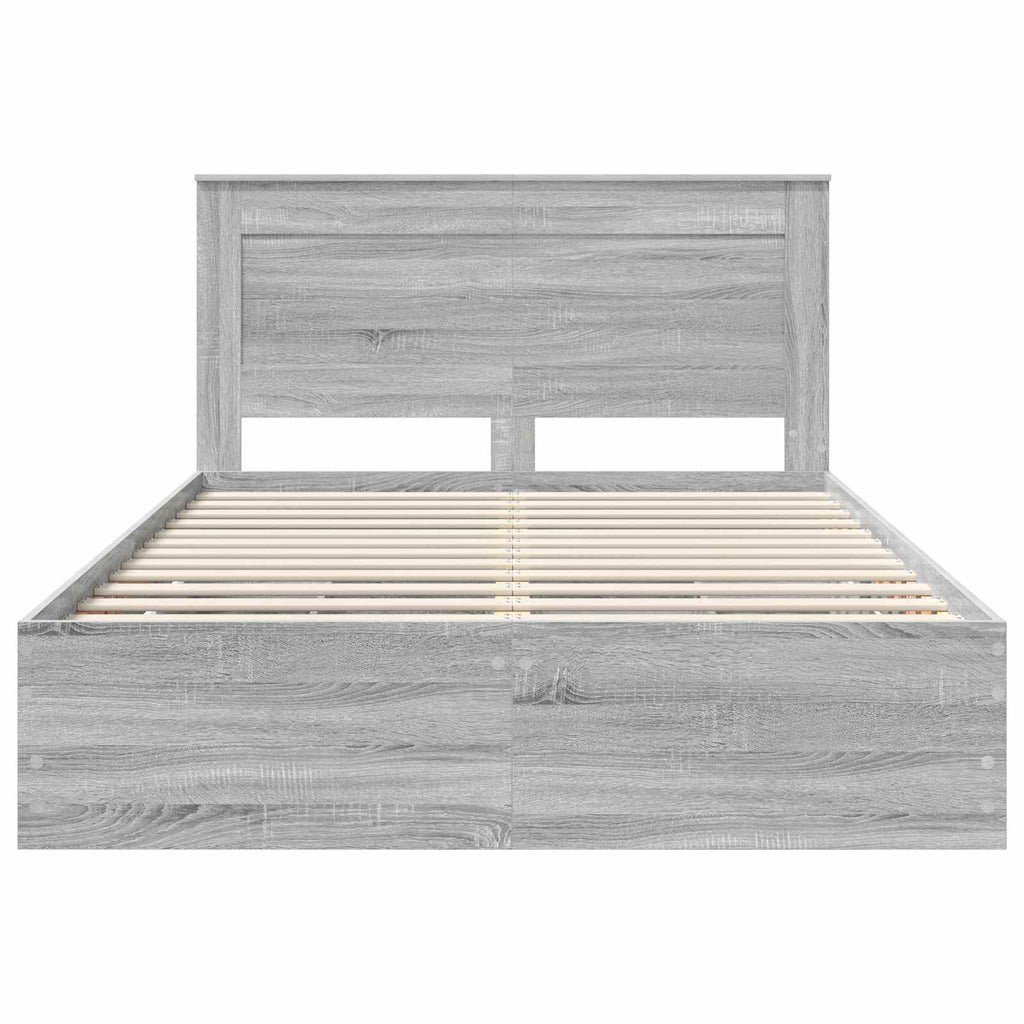 vidaXL Ramka łóżka Szary Sonoma 140 x 190 cm Drewno inżynieryjne