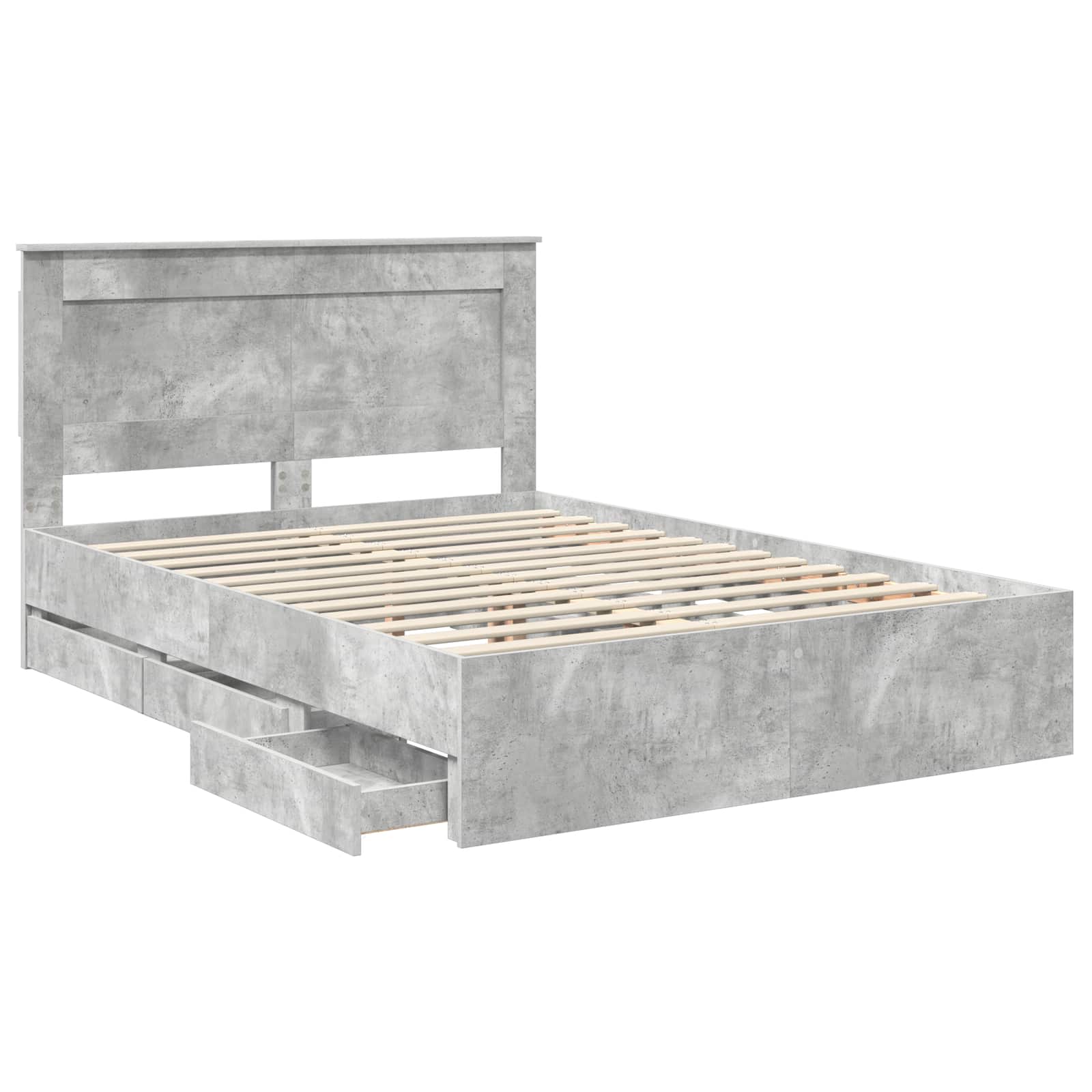 vidaXL Ramka łóżka Betonowy szary 140 x 200 cm Drewno inżynieryjne
