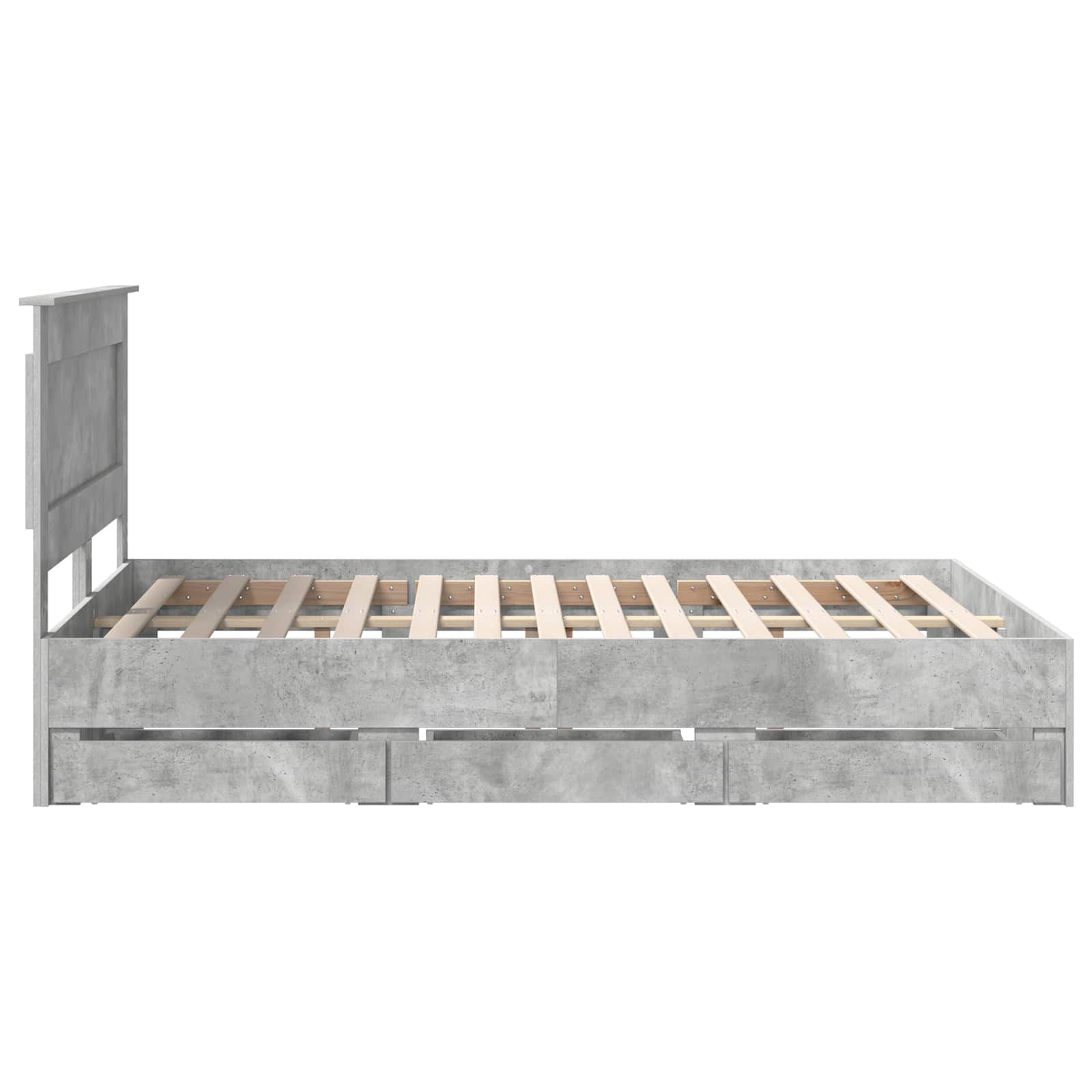 vidaXL Ramka łóżka Betonowy szary 140 x 200 cm Drewno inżynieryjne