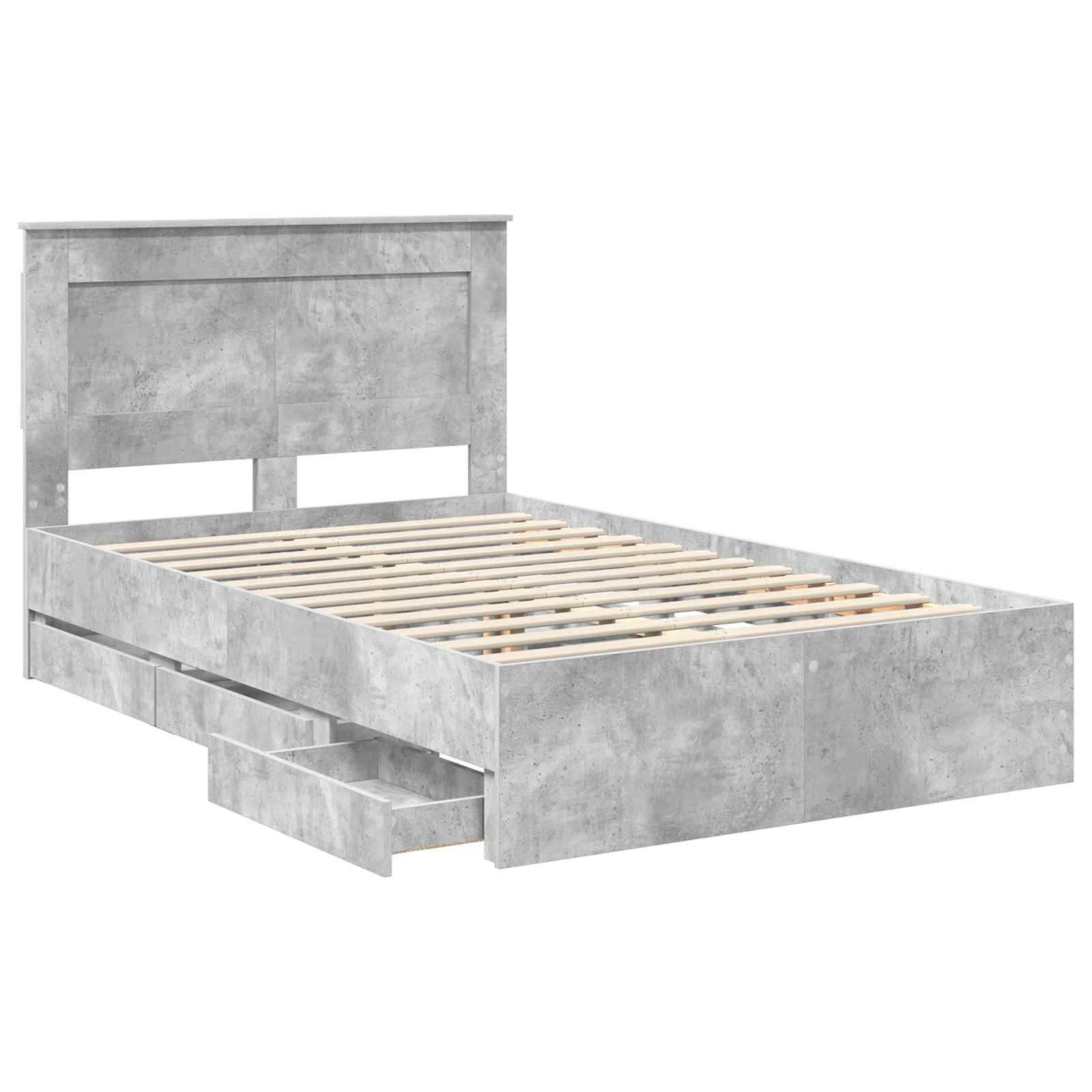 vidaXL Ramka łóżka Betonowy szary 135 x 190 cm Drewno inżynieryjne