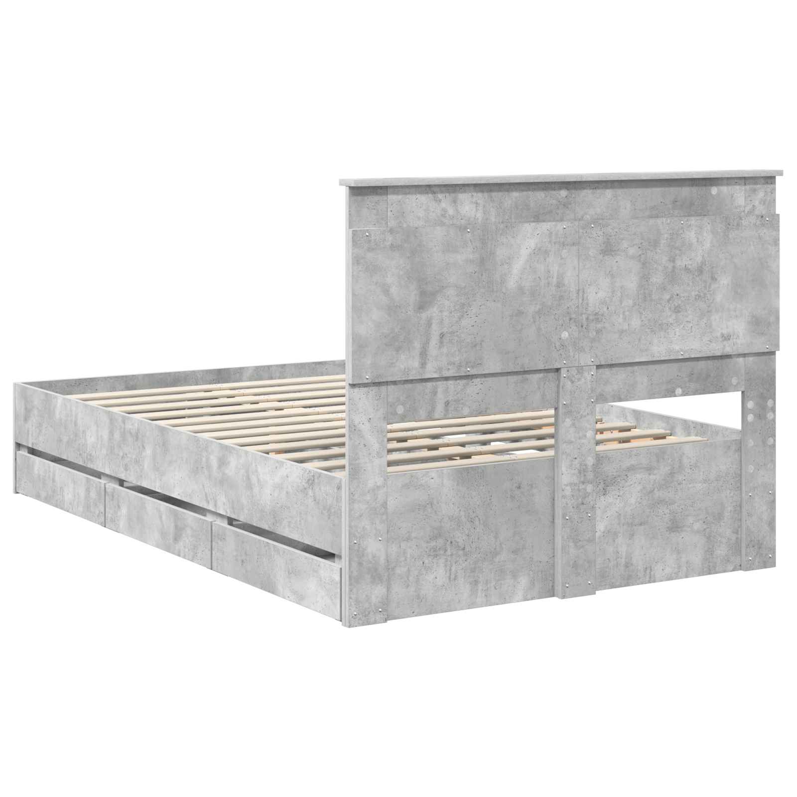 vidaXL Ramka łóżka Betonowy szary 135 x 190 cm Drewno inżynieryjne