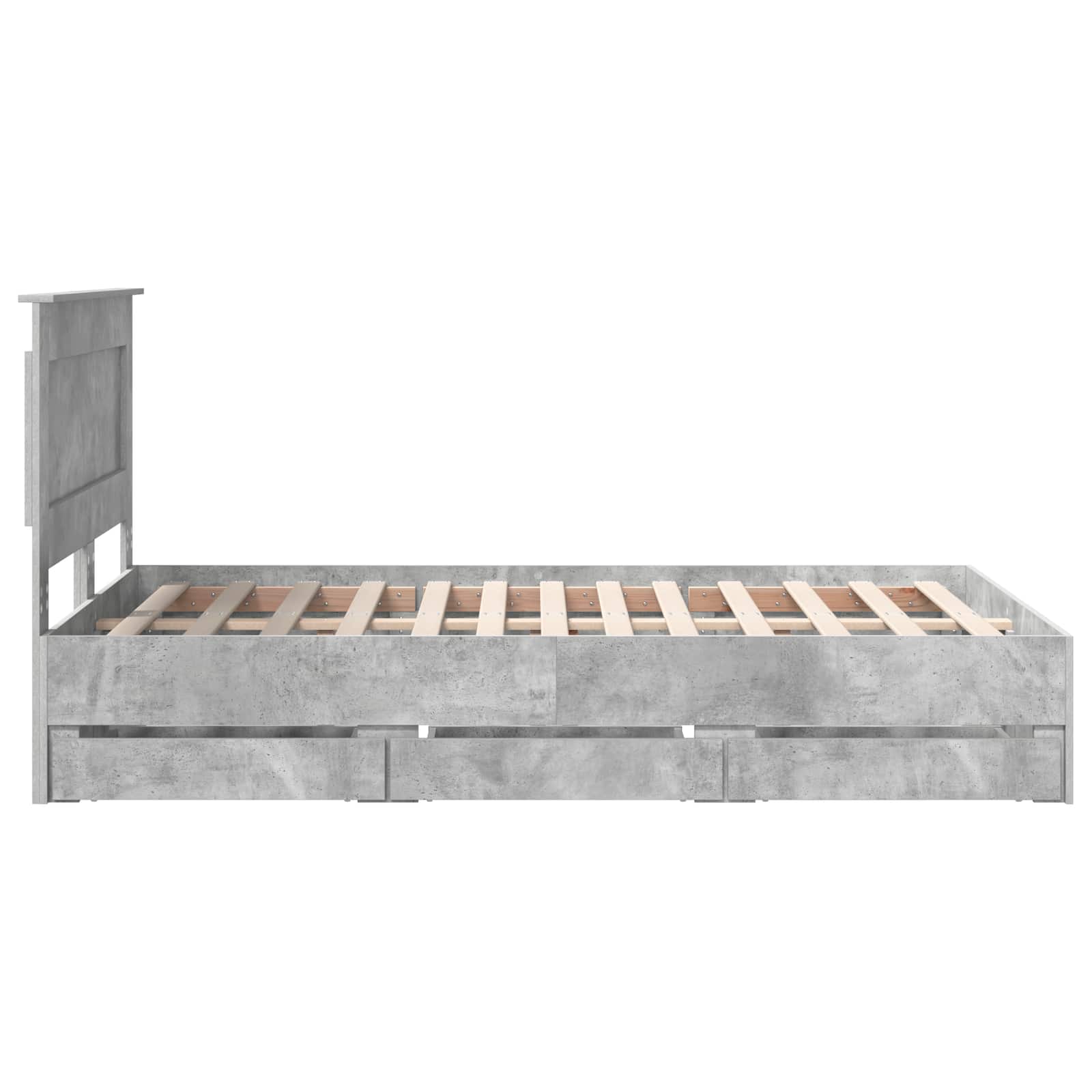 vidaXL Ramka łóżka Betonowy szary 135 x 190 cm Drewno inżynieryjne