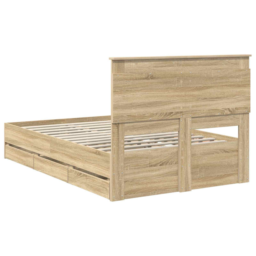 vidaXL Ramka łóżka Dąb Sonoma 120 x 190 cm Drewno inżynieryjne