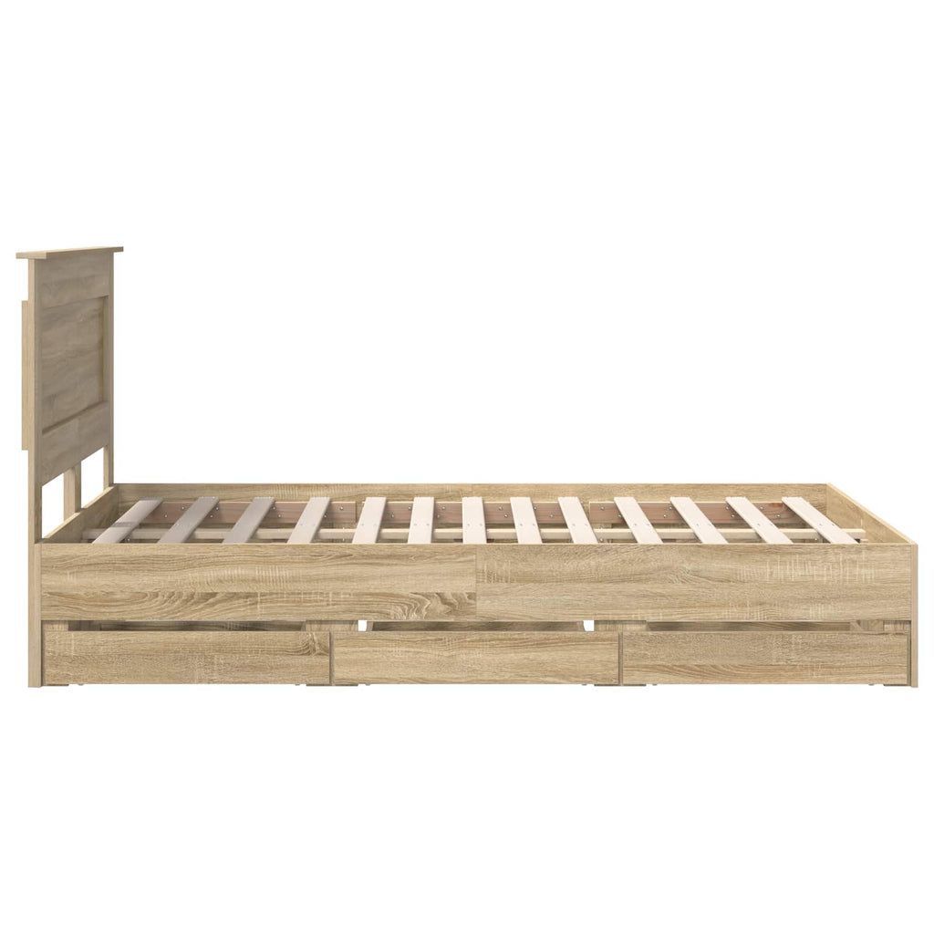 vidaXL Ramka łóżka Dąb Sonoma 120 x 190 cm Drewno inżynieryjne