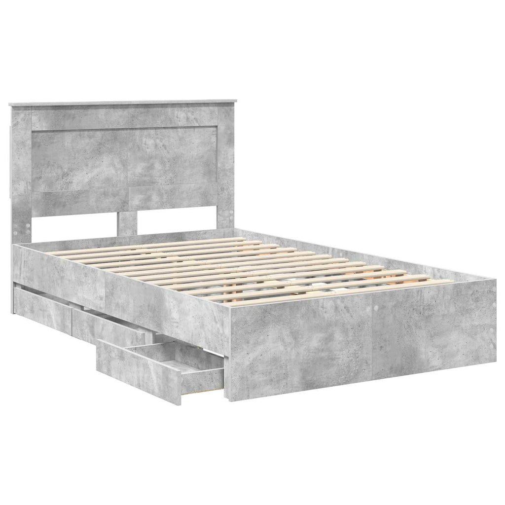 vidaXL Ramka łóżka Betonowy szary 120 x 190 cm Drewno inżynieryjne