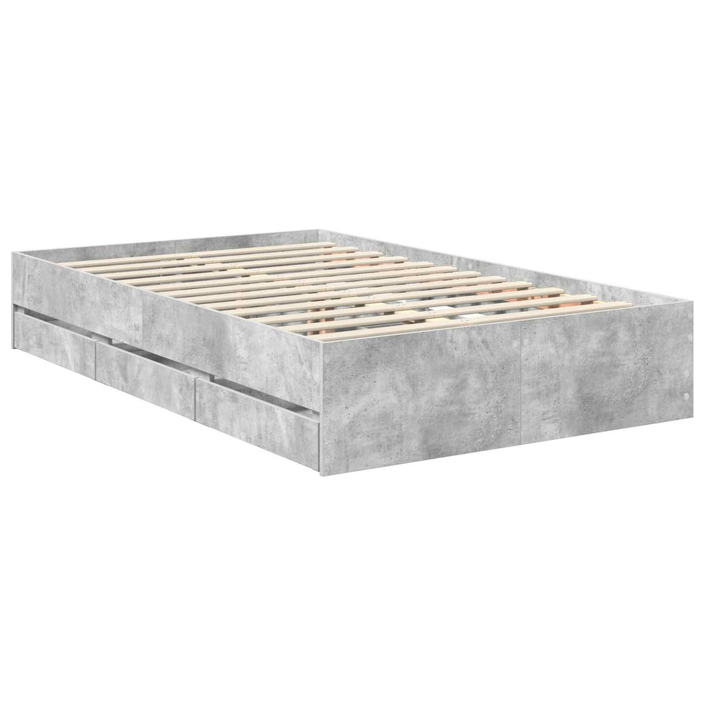 vidaXL Ramka łóżka Betonowy szary 120 x 190 cm Drewno inżynieryjne
