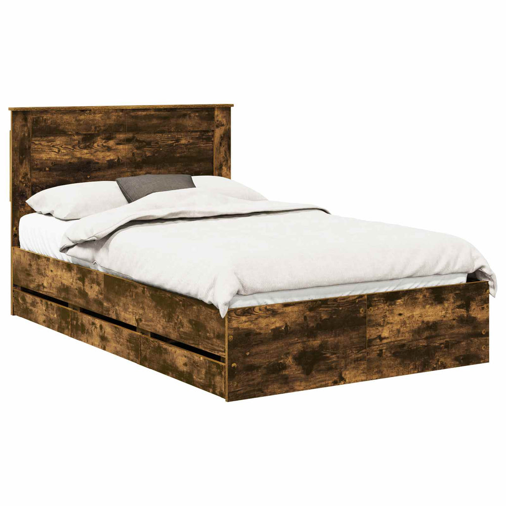 vidaXL Ramka łóżka Dąb wędzony 120 x 190 cm Drewno inżynieryjne