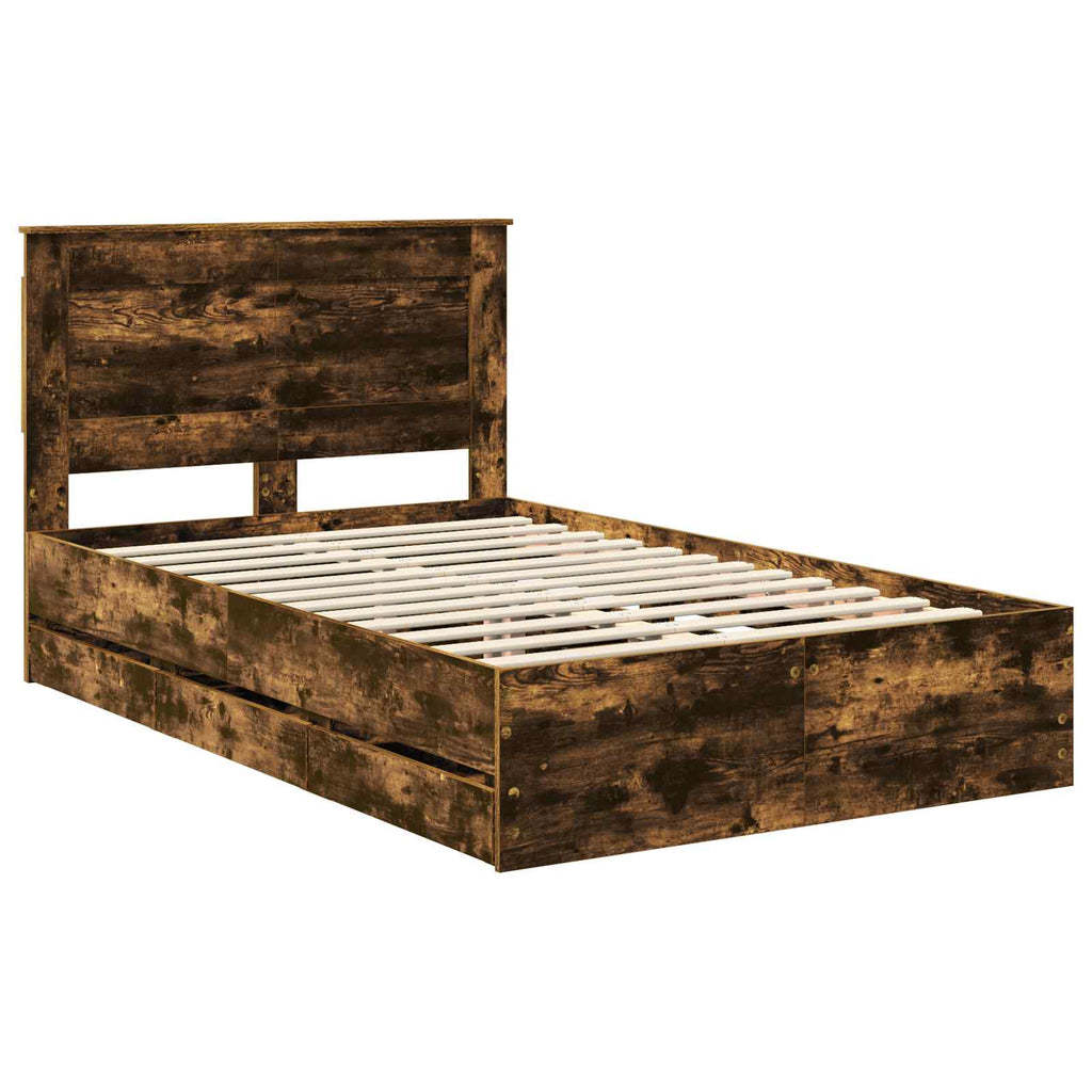 vidaXL Ramka łóżka Dąb wędzony 120 x 190 cm Drewno inżynieryjne