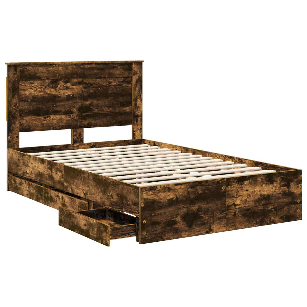 vidaXL Ramka łóżka Dąb wędzony 120 x 190 cm Drewno inżynieryjne
