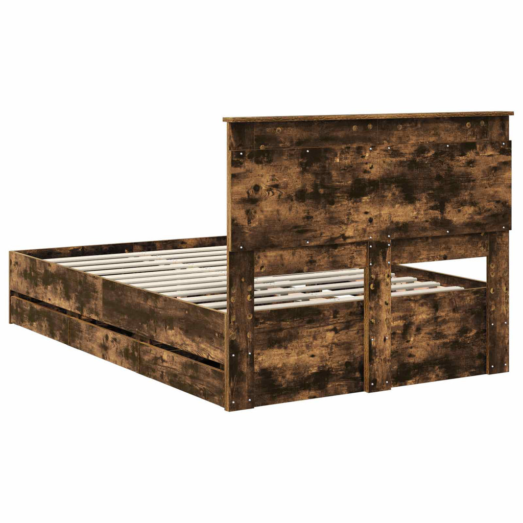 vidaXL Ramka łóżka Dąb wędzony 120 x 190 cm Drewno inżynieryjne