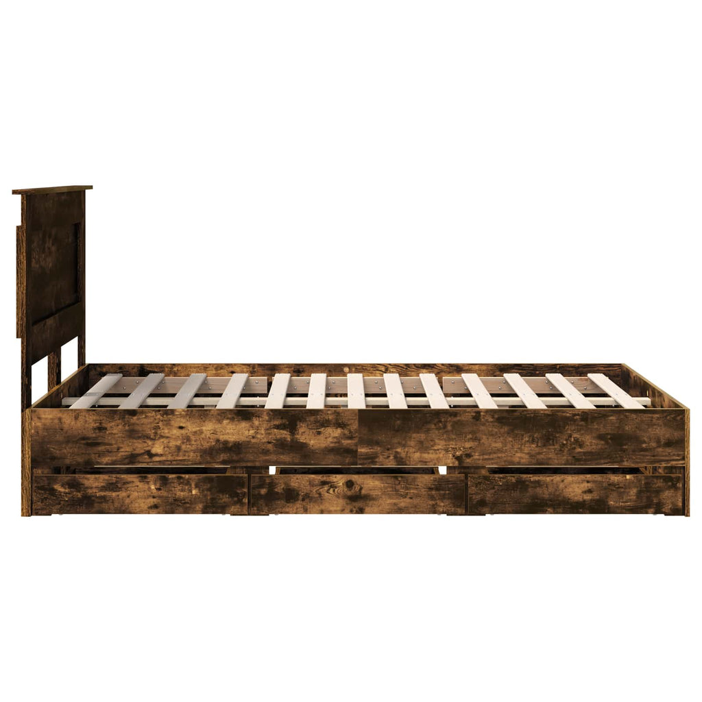 vidaXL Ramka łóżka Dąb wędzony 120 x 190 cm Drewno inżynieryjne