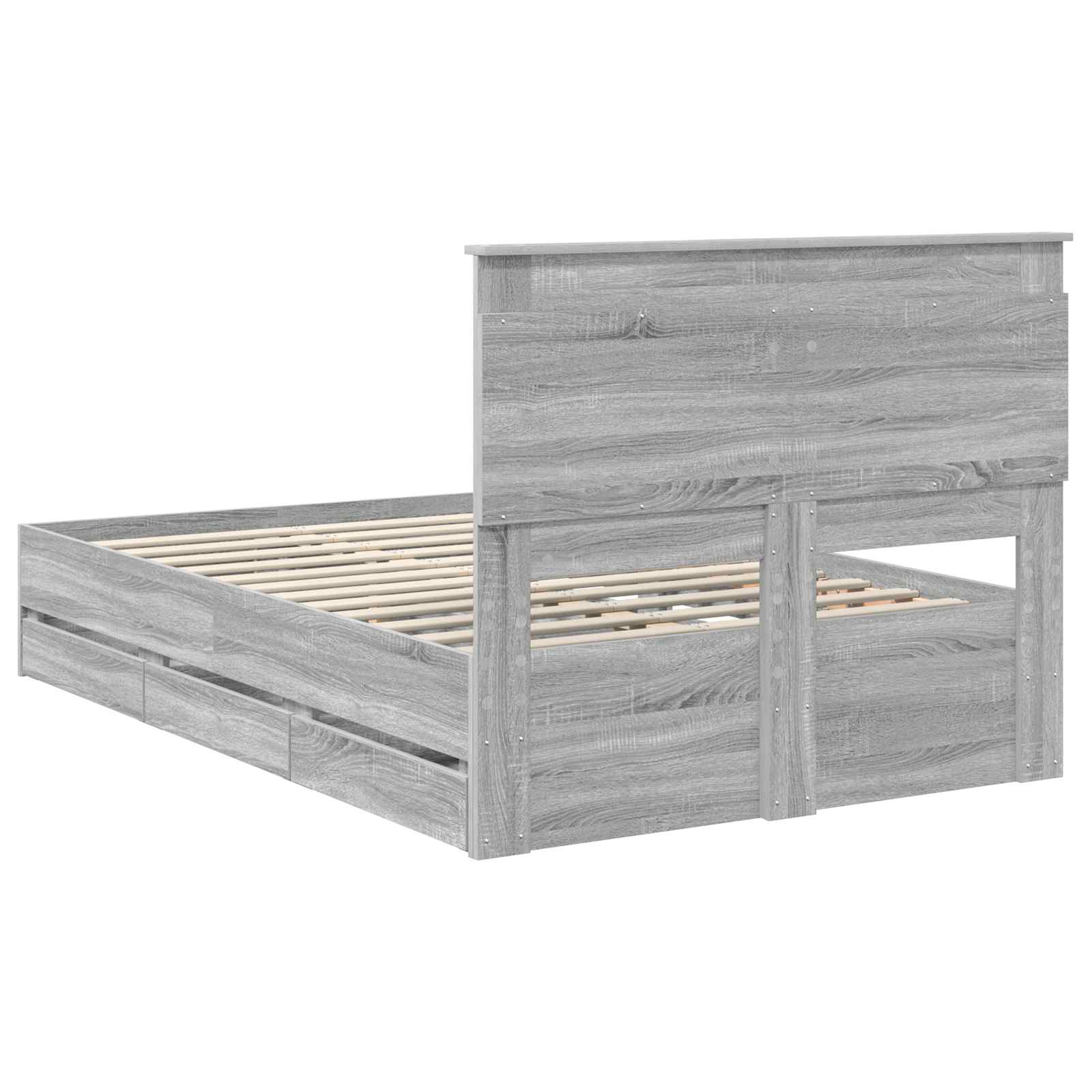 vidaXL Ramka łóżka Szary Sonoma 120 x 190 cm Drewno inżynieryjne