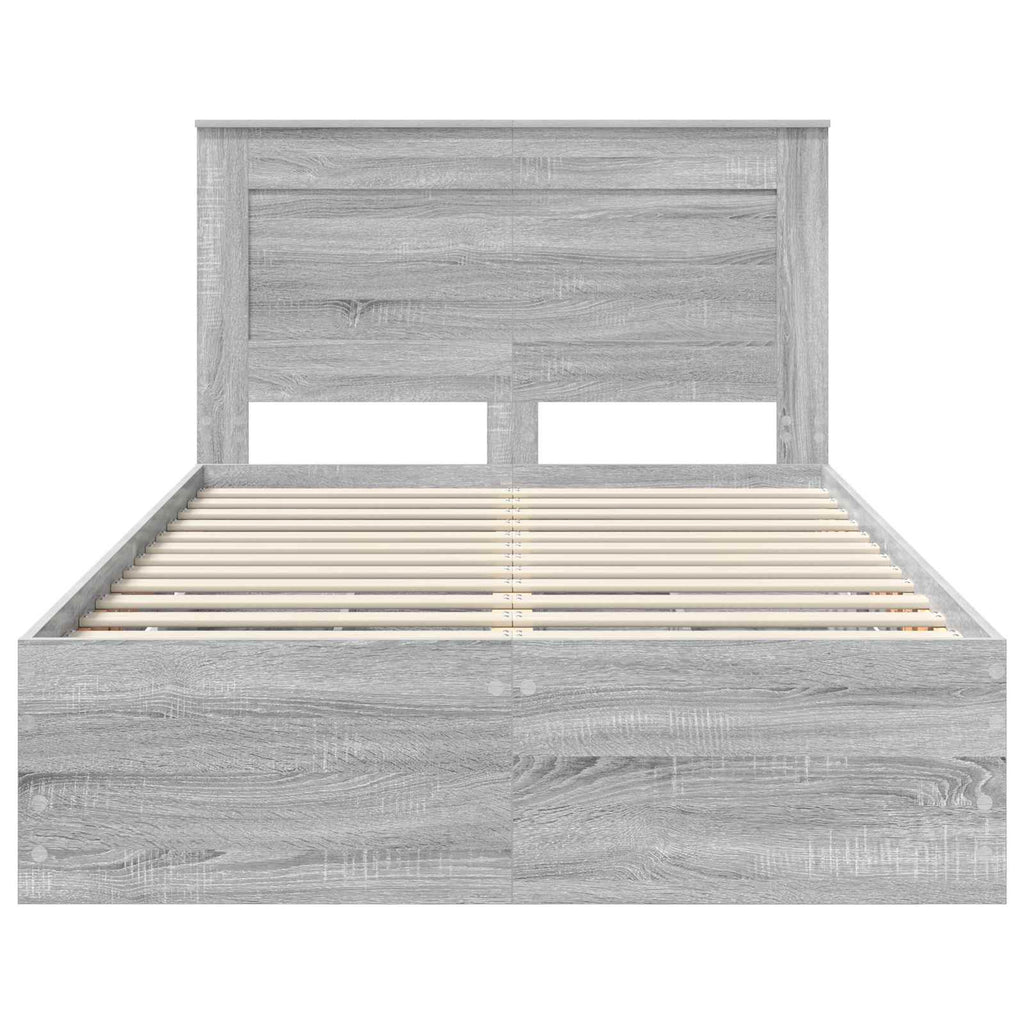 vidaXL Ramka łóżka Szary Sonoma 120 x 190 cm Drewno inżynieryjne