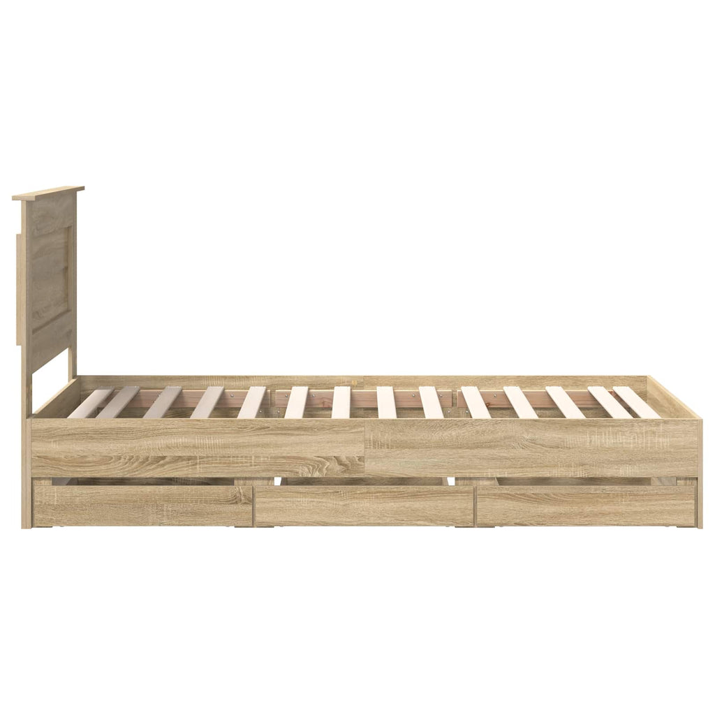 vidaXL Ramka łóżka Dąb Sonoma 100 x 200 cm Drewno inżynieryjne