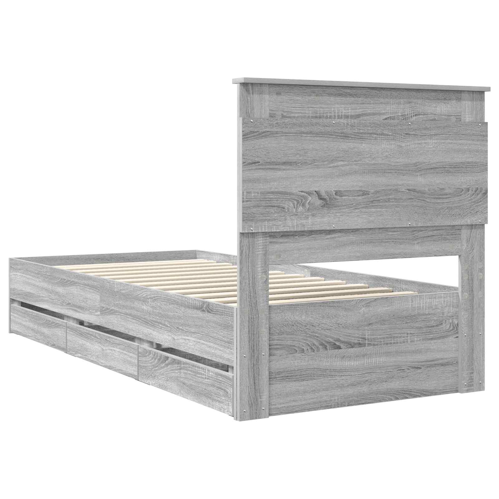 vidaXL Ramka łóżka Szary Sonoma 100 x 200 cm Drewno inżynieryjne