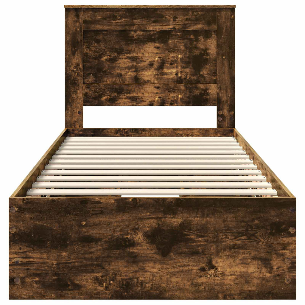 vidaXL Ramka łóżka Dąb wędzony 90 x 190 cm Drewno inżynieryjne