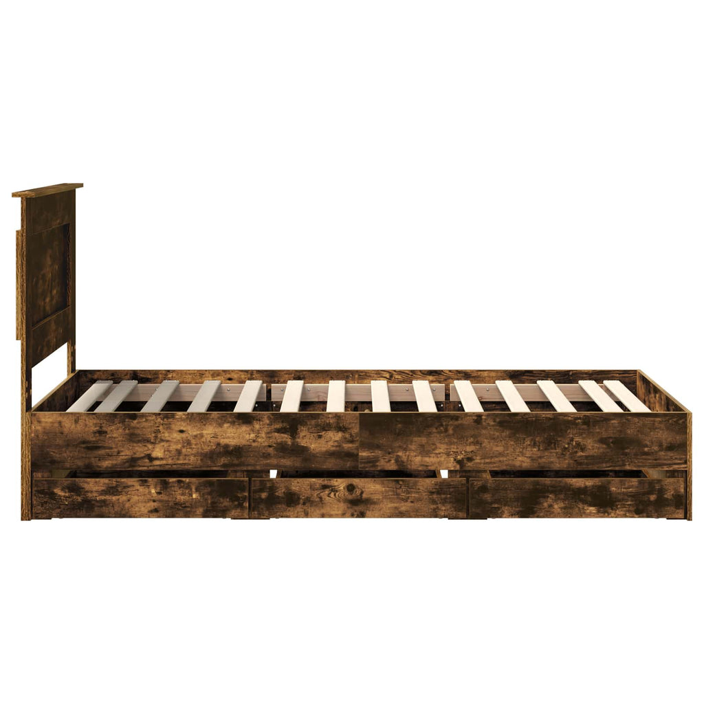 vidaXL Ramka łóżka Dąb wędzony 90 x 190 cm Drewno inżynieryjne