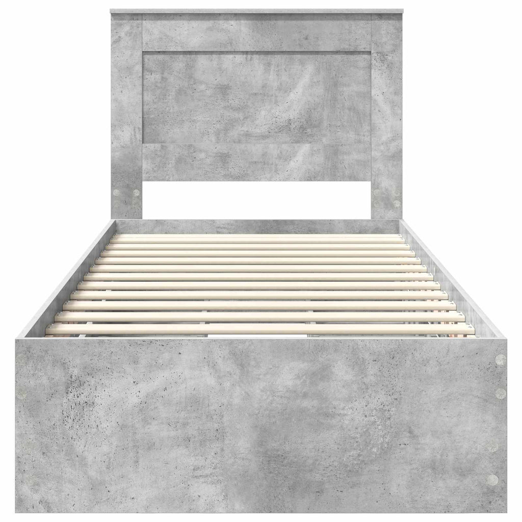 vidaXL Ramka łóżka Betonowy szary 90 x 200 cm Drewno inżynieryjne