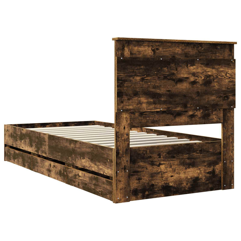 vidaXL Ramka łóżka Dąb wędzony 90 x 200 cm Drewno inżynieryjne