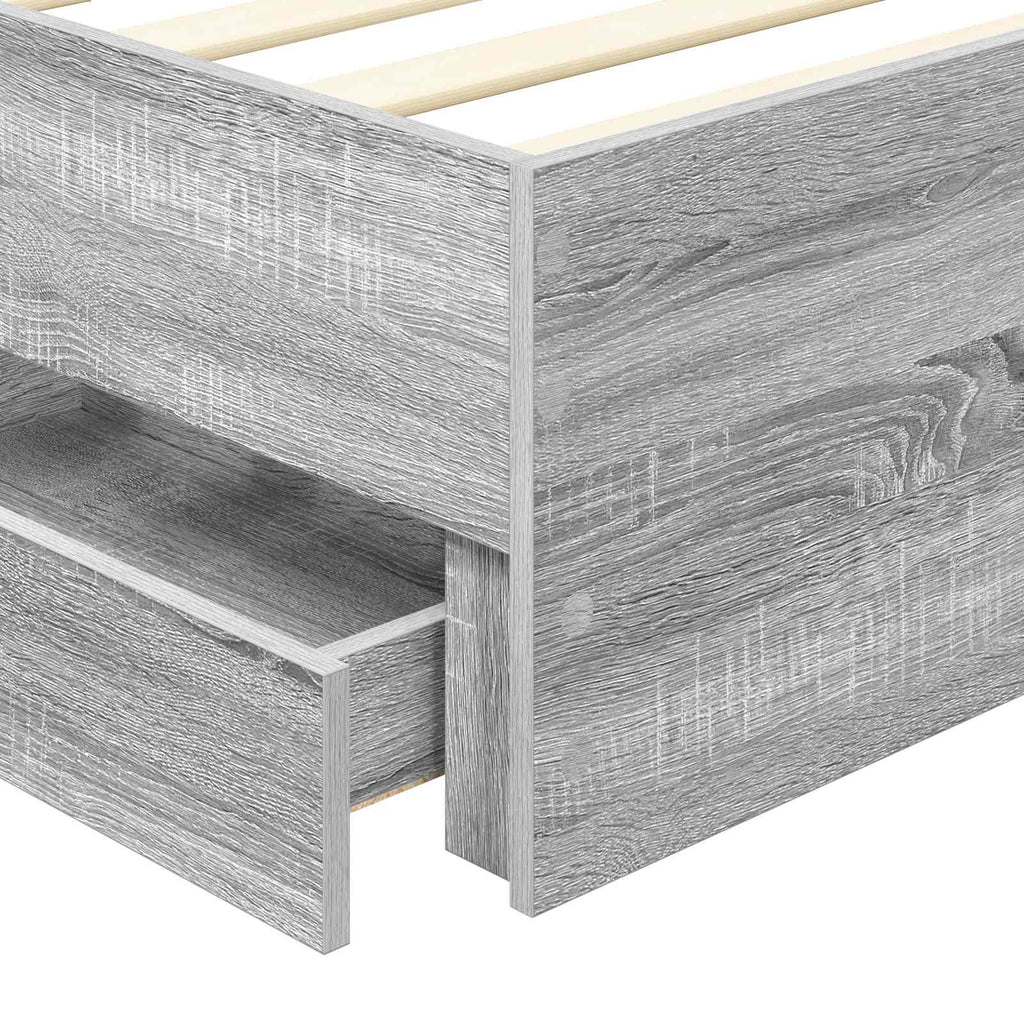 vidaXL Ramka łóżka Szary Sonoma 90 x 200 cm Drewno inżynieryjne