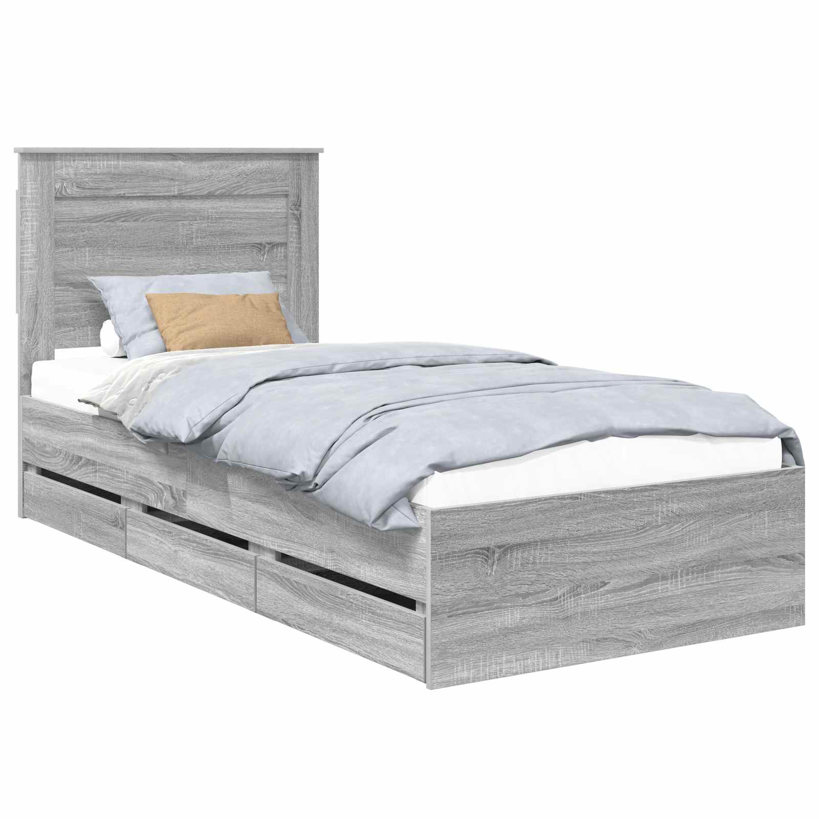 vidaXL Ramka łóżka Szary Sonoma 90 x 200 cm Drewno inżynieryjne