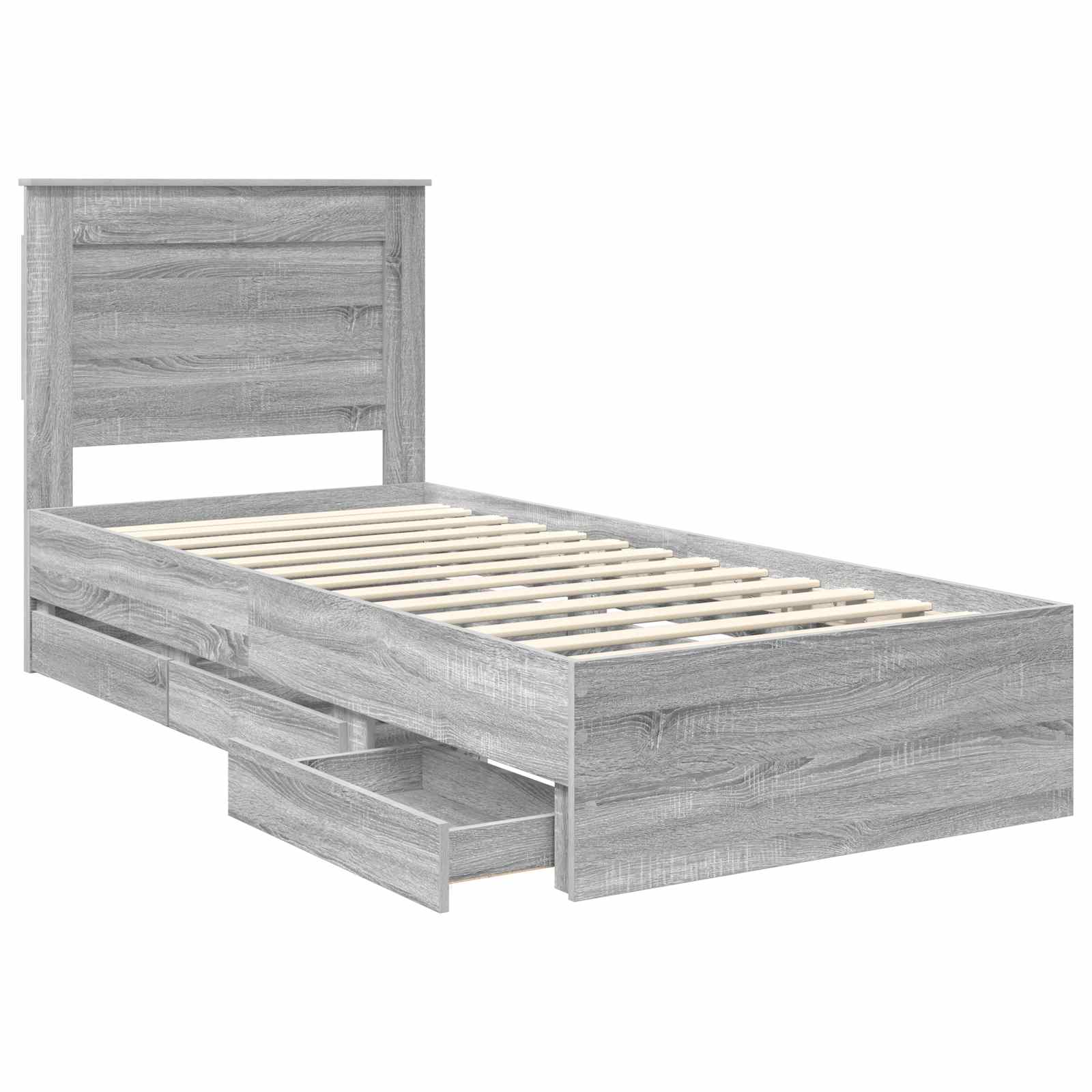 vidaXL Ramka łóżka Szary Sonoma 90 x 200 cm Drewno inżynieryjne