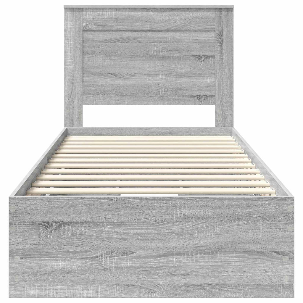 vidaXL Ramka łóżka Szary Sonoma 90 x 200 cm Drewno inżynieryjne