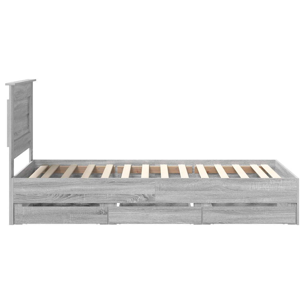 vidaXL Ramka łóżka Szary Sonoma 90 x 200 cm Drewno inżynieryjne