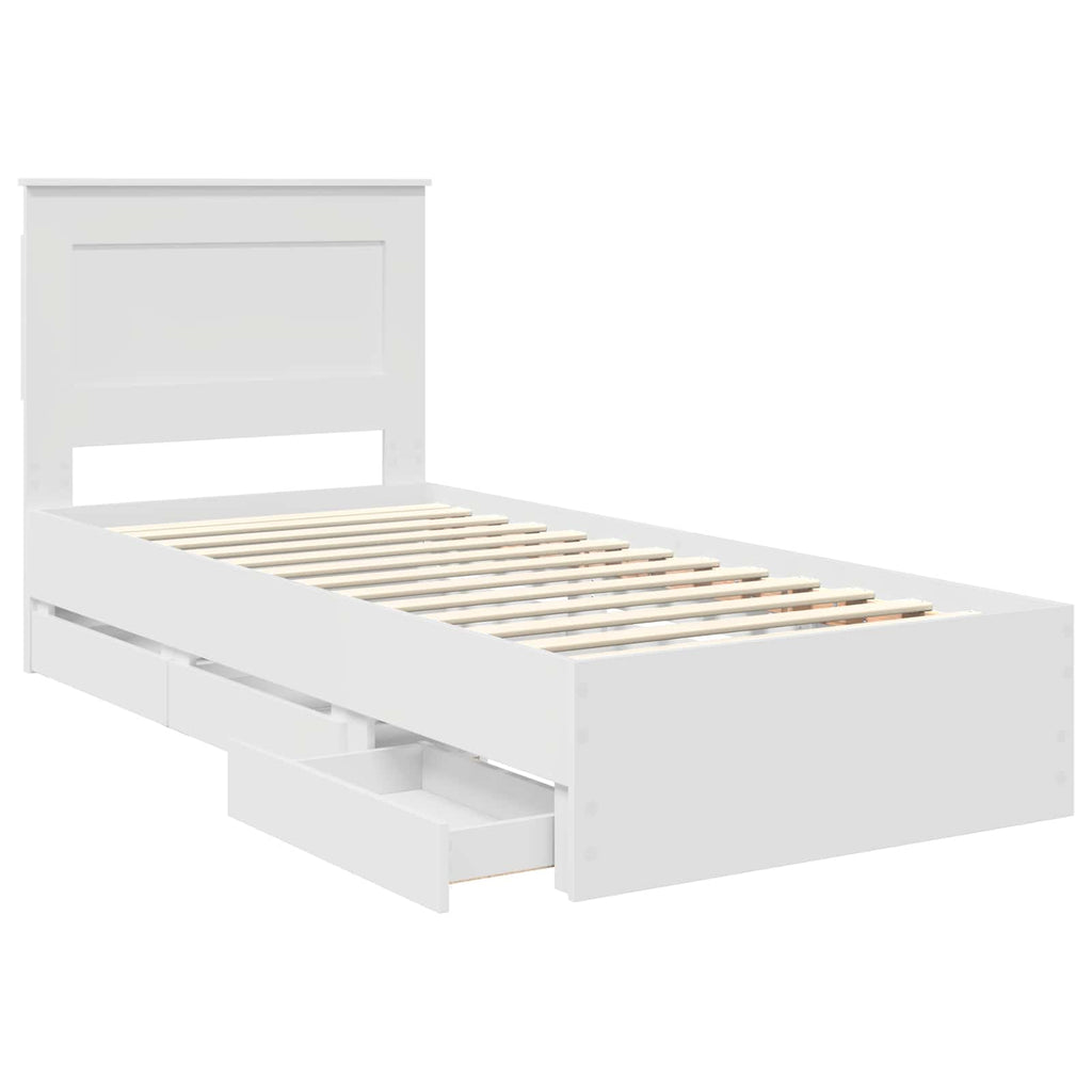 vidaXL Ramka łóżka z szufladą Biały 75 x 190 cm Drewno inżynieryjne