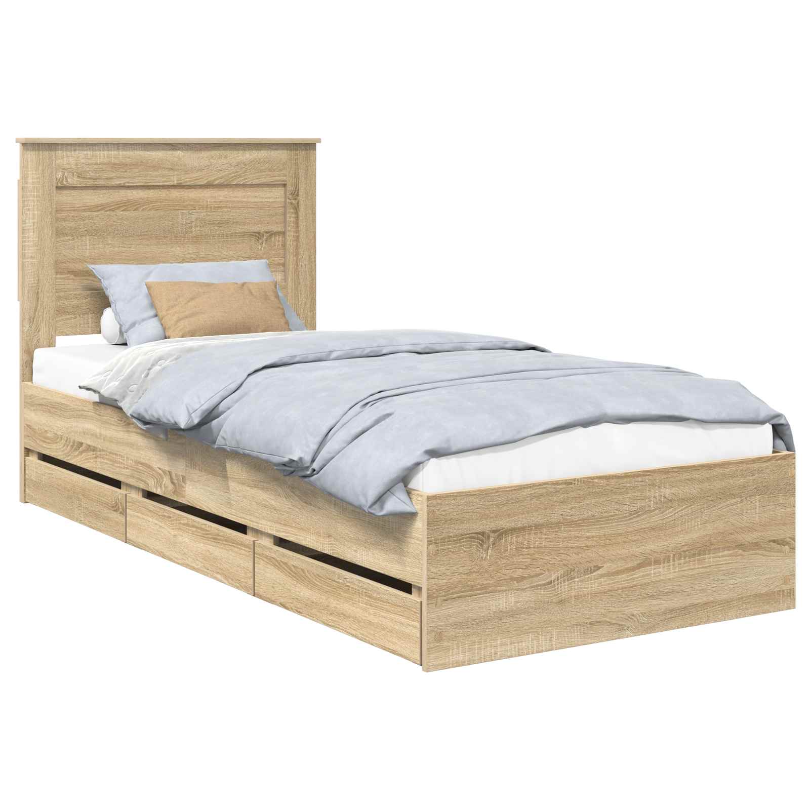 vidaXL Ramka łóżka Dąb Sonoma 75 x 190 cm Drewno inżynieryjne