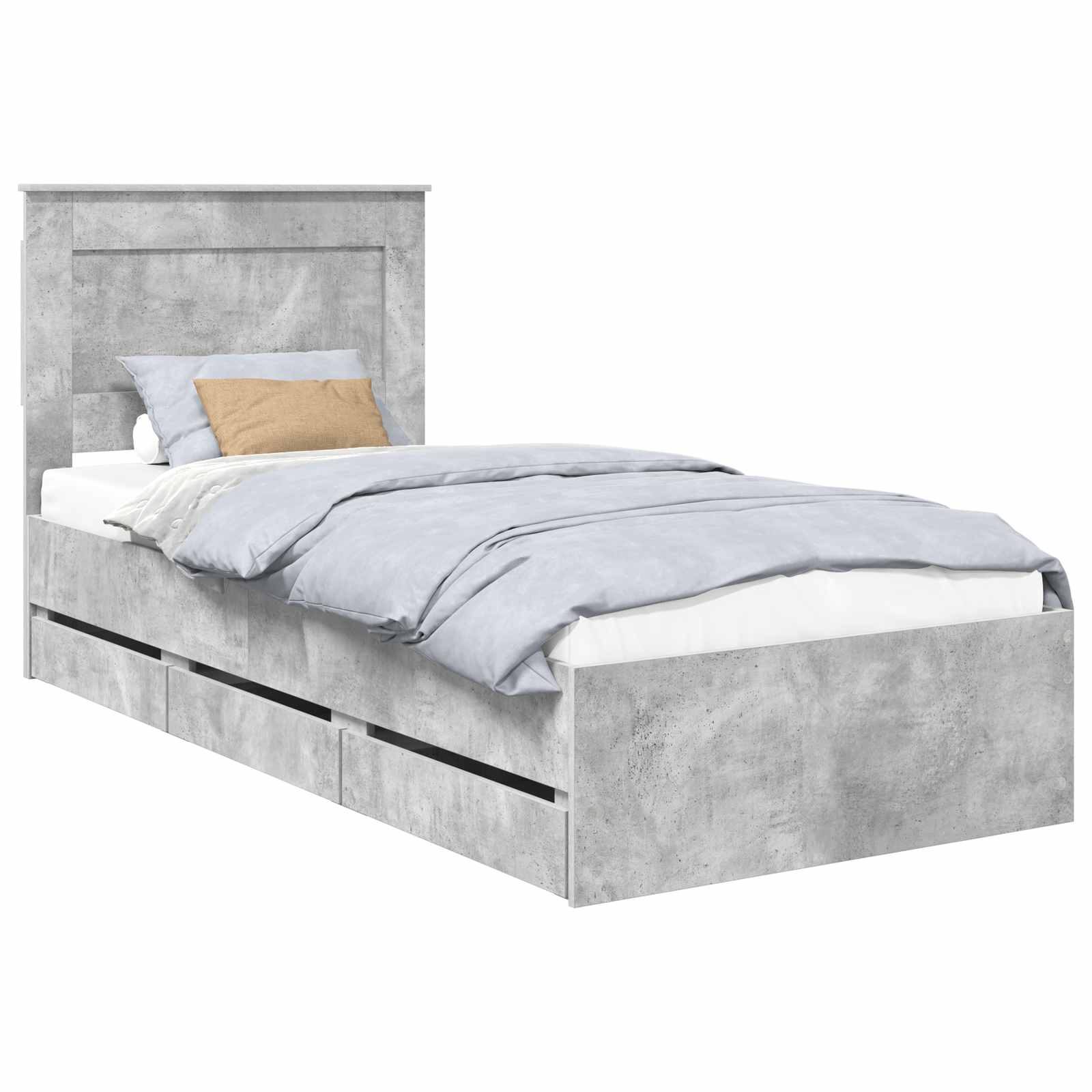 vidaXL Ramka łóżka Betonowy szary 75 x 190 cm Drewno inżynieryjne