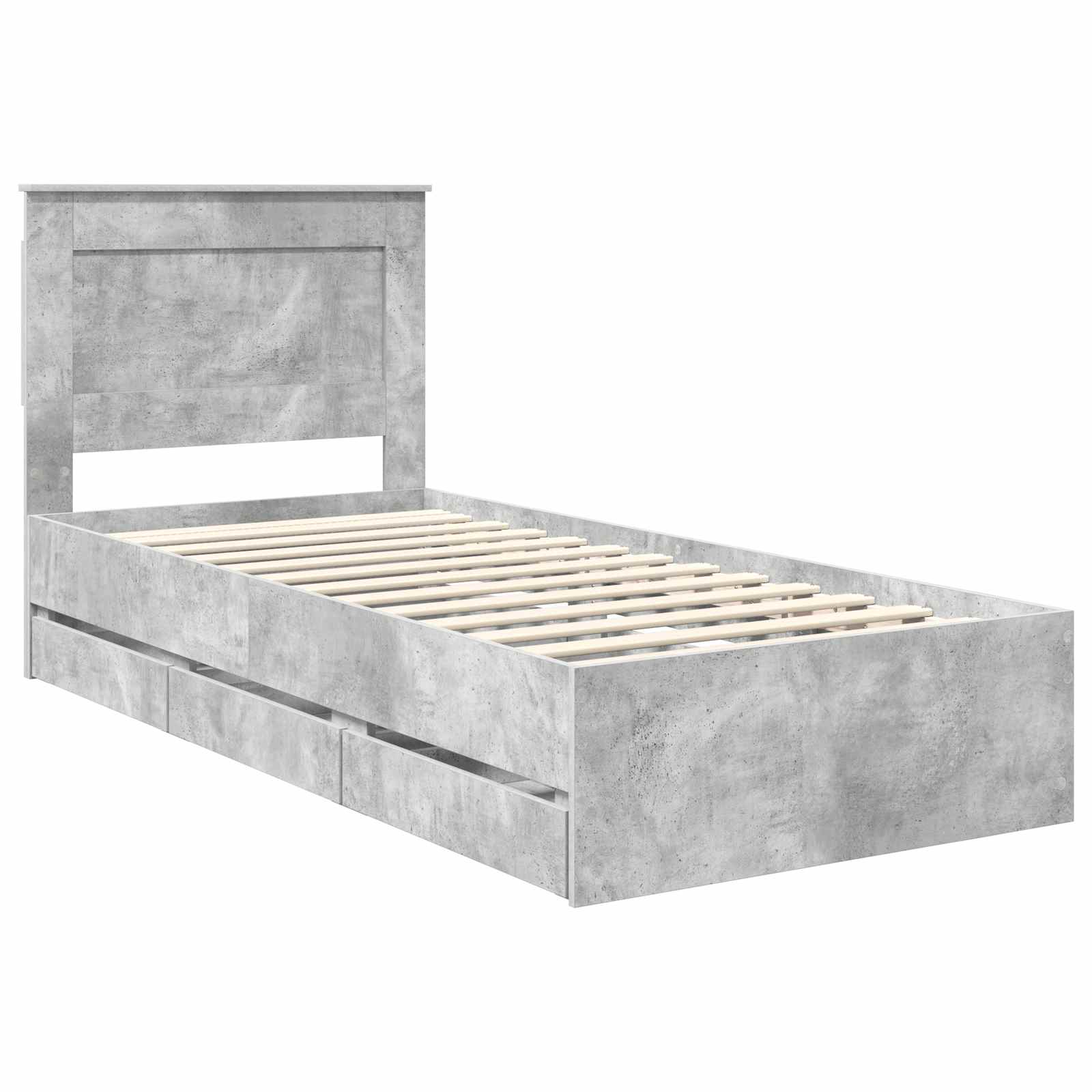 vidaXL Ramka łóżka Betonowy szary 75 x 190 cm Drewno inżynieryjne