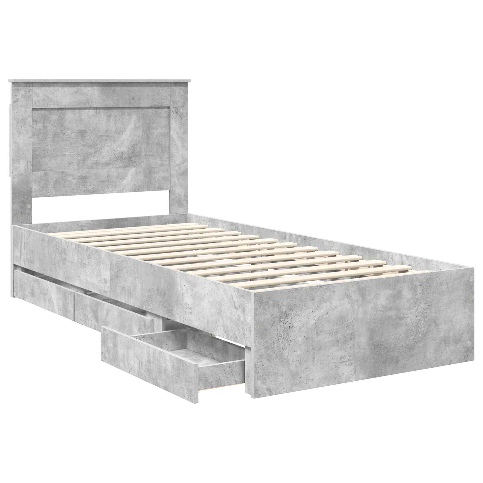 vidaXL Ramka łóżka Betonowy szary 75 x 190 cm Drewno inżynieryjne