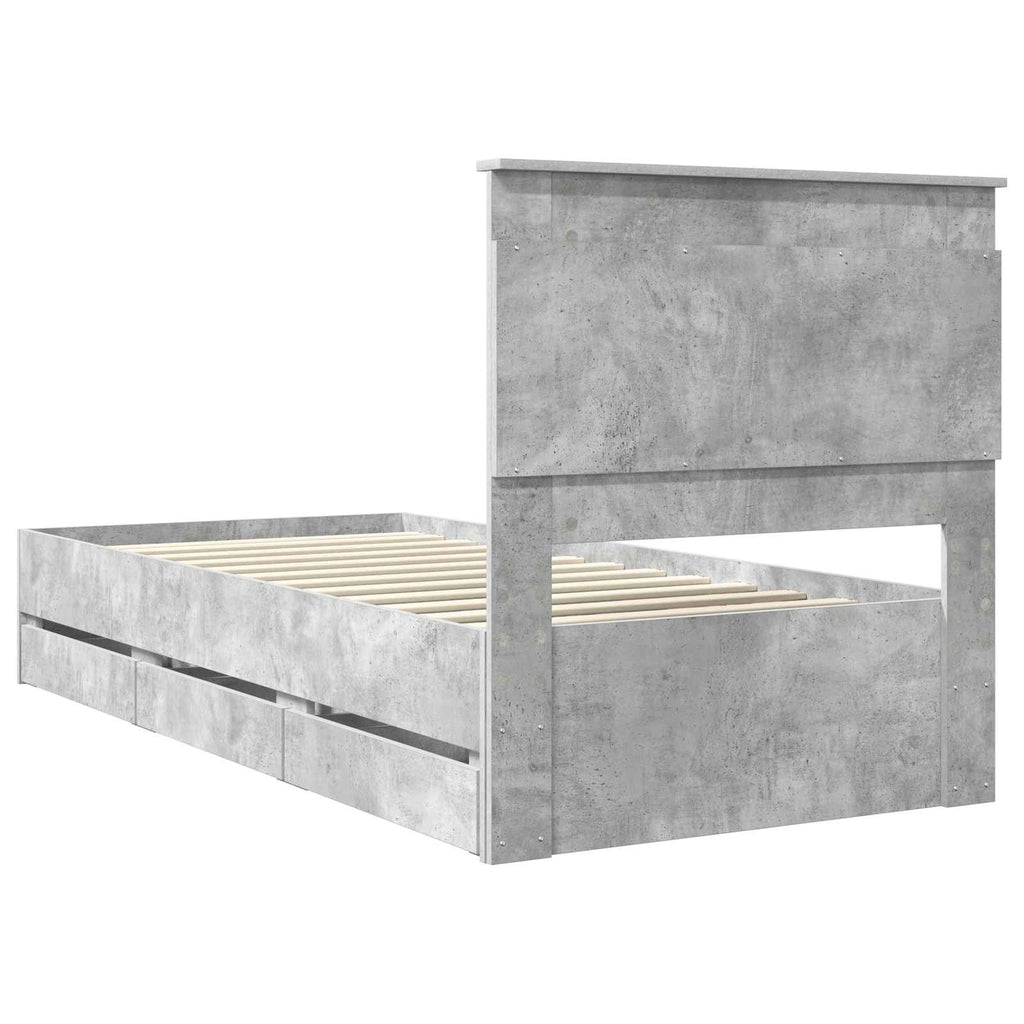 vidaXL Ramka łóżka Betonowy szary 75 x 190 cm Drewno inżynieryjne